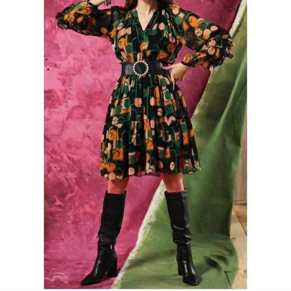 maude vivante Alana art deco mini dress